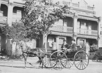 Jim and Jack Hogan pose in their buggy.