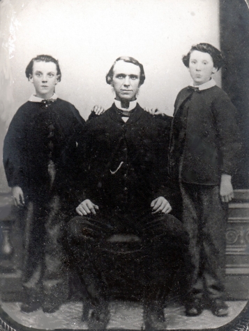 Stephen Hogan with his sons Patrick (left) and Michael (right), c.1866