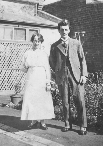 Florrie and Jack all dressed up in their back yard in Carlton.